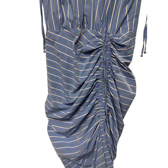 Veronica Beard Teagan Women's Dress Stripe Ruched  Midi Blue Viscose Size 2 NEW - Picture 4 of 13